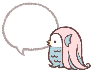 横顔のアマビエと線画フキダシ