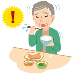 誤嚥　食事中にむせる高齢者