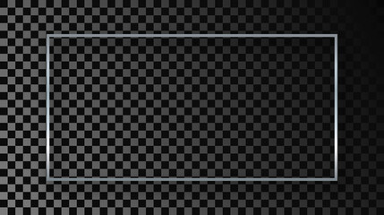 Silver glowing rectangular shape frame with shadow