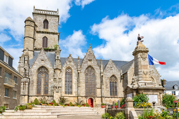 Fototapeta na wymiar Ploermel in Brittany, Saint-Armel church, beautiful monument