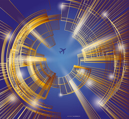 Obraz premium abstract pattern of golden rectangles and lines