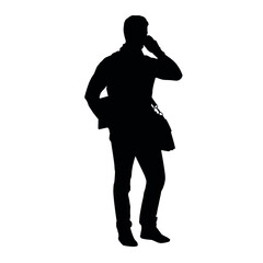 Silhouette of a Man Using The Phone