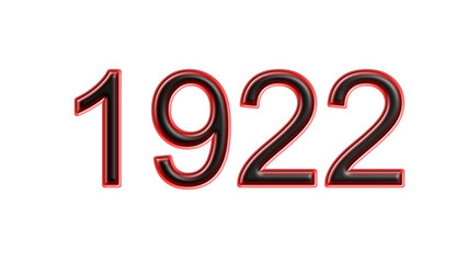 red 1922 number 3d effect white background