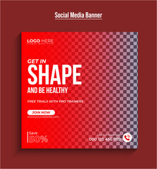 Fitness gym flyer social media post and web banner |Social Media Timeline post design