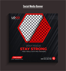 Fitness gym flyer social media post and web banner |Social Media Timeline post design