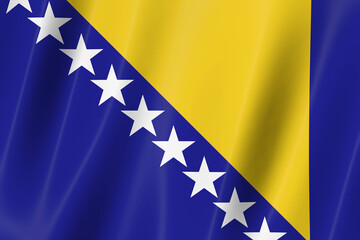Bosnia and Herzegovina flag, 3d render,8K