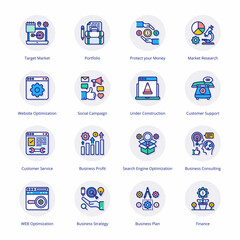 SEO Business Marketing Flat Circle Icons - Vectors