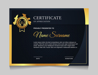 Certificate of achievement border design templates with elements of  luxury gold badges and modern line patterns. vector graphic print layout can use For award, appreciation, education