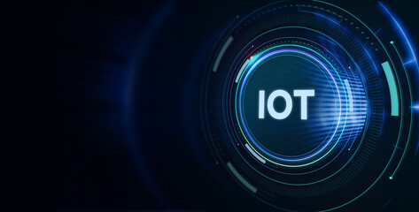 - Internet of things - IOT concept. Businessman offer IOT products and solutions.