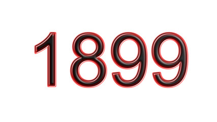 red 1899 number 3d effect white background