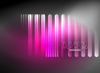 Bright neon color techno abstract background, shiny glowing neon lines in the dark background