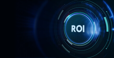 Business, Technology, Internet and network concept. ROI Return on Investment Finance Profit Success.