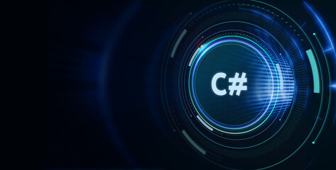 Software, web development, programming concept. Programming languages java and program. Software development. C#