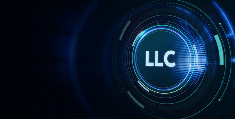 Business, Technology, Internet and network concept. virtual screen of the future and sees the inscription: LLC