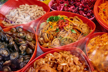 korean spicy salads of several types