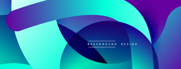 Abstract overlapping lines and circles geometric background with gradient colors