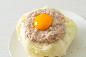 steamed cabbage stuffed minced pork and egg yolk