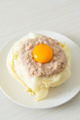 steamed cabbage stuffed minced pork and egg yolk