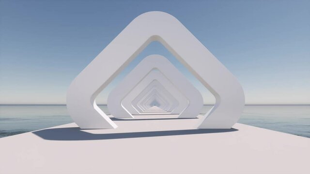 White corridor creative building 3d render Digital design concept 4k