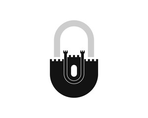 Black fortress with simple padlock