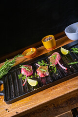 Seasoned and Herb Marinated Raw Lamb Chops