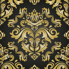 Classic seamless pattern. Damask orient golden ornament. Classic vintage background. Orient ornament for fabric, wallpaper and packaging