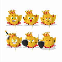 A Charismatic King conkers yellow leafz cartoon character wearing a gold crown