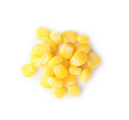 Pile of corn seeds on white background