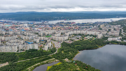Obraz premium Murmansk - aerial panorama of the city and views