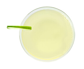 Glass of tasty daiquiri cocktail on white background