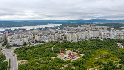 Fototapeta premium Murmansk - aerial panorama of the city and views