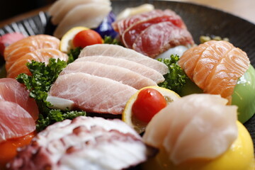 Japanese style sea food, assorted sashimi