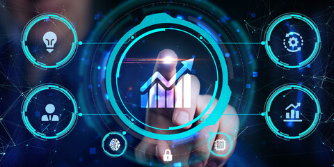 Business, Technology, Internet and network concept. Financial Graph. Stock Market chart. Forex Investment.