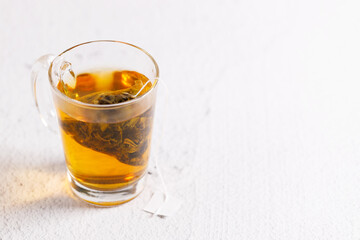 a cup of tea with teabag