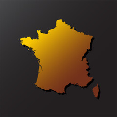 Vector map France gold style, Europe country