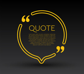 Quote speech bubble, text in brackets, circle frame