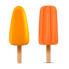 Set of bright realistic homemade frozen popsicle, vector realistic juicy ice cream icon