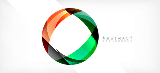 Geometric abstract background. Circle created with overlapping color shapes. Vector Illustration For Wallpaper, Banner, Background, Landing Page