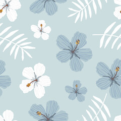 Floral seamless pattern for apparel design, textile, clothes, wallpaper. Hawaiian flowers background.