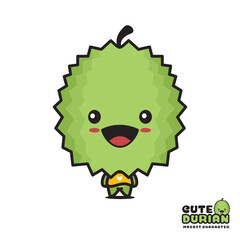 cute durian mascot, fruit cartoon illustration