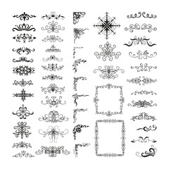 Collection of elegant hand-drawn calligraphic vignettes. Abstract patterns for decorating covers, books, postcards.