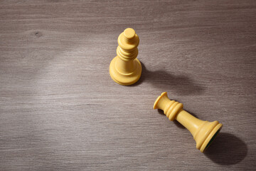 Gender violence concept represented with chess pieces elevated view