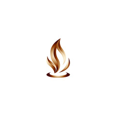 vector illustration of fire with gold color 3d effect for icons, symbols or logos