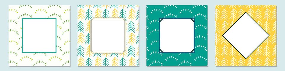 芝生と木々のフレームセット