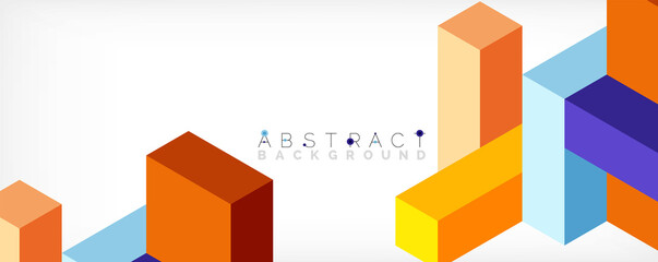 Abstract background. 3d cubes, cubic elements and blocks. Techno or business concept for wallpaper, banner, background, landing page