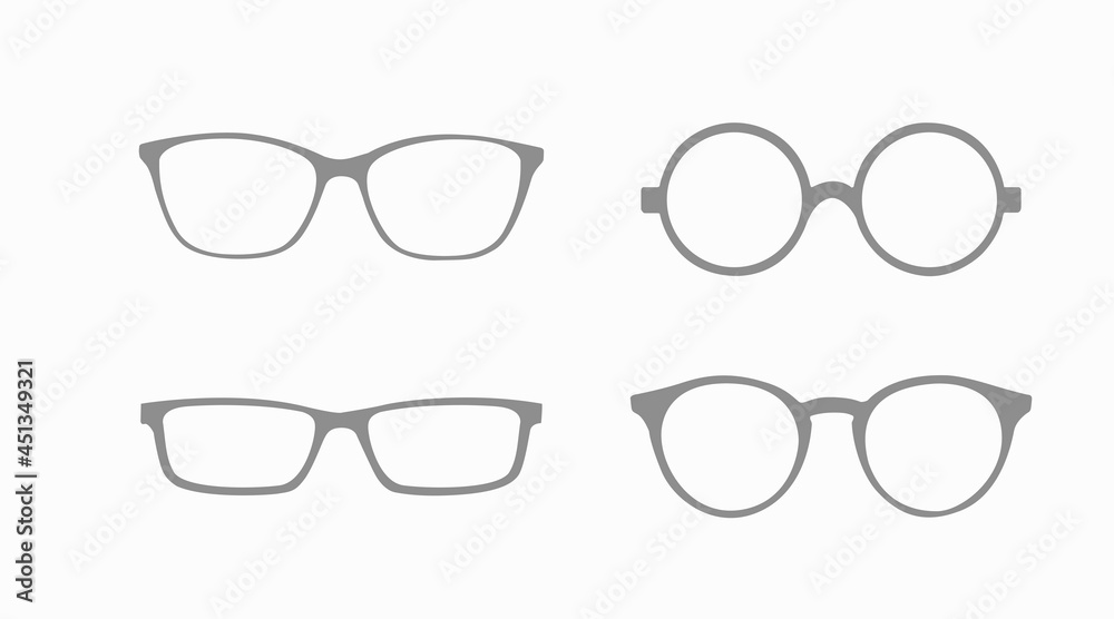 Poster glasses set. vector flat editable illustration of differen glasses frames