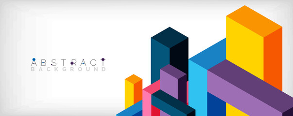 Abstract background. 3d cubes, cubic elements and blocks. Techno or business concept for wallpaper, banner, background, landing page