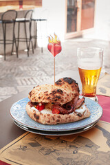fresh and crispy octopus burger a delicacy of southern Italian Mediterranean cuisine