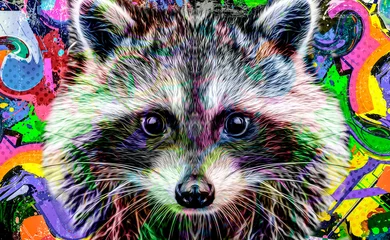 Outdoor kussens close up portrait of a raccoon © reznik_val