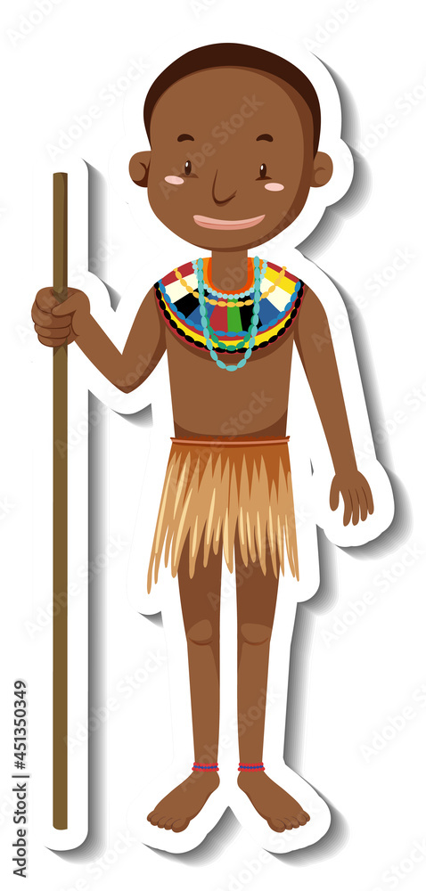 Wall mural African tribal man cartoon character sticker